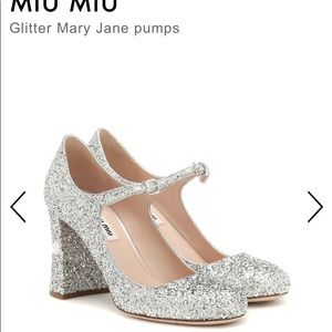 Miu Miu Mary Janes Glitter Shoes